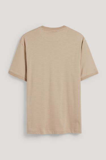Uomo - T-shirt  - a righe - beige