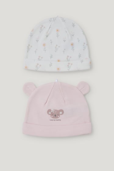 Bébé filles - Lot de 2 - bonnets pour bébé - rose clair