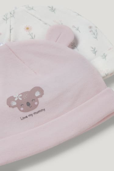 Bébé filles - Lot de 2 - bonnets pour bébé - rose clair