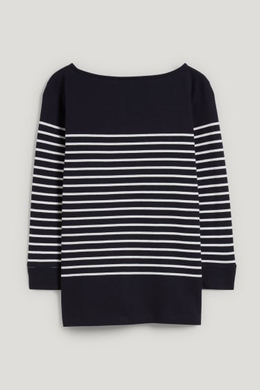 Dames - Longsleeve - gestreept - zwart / wit