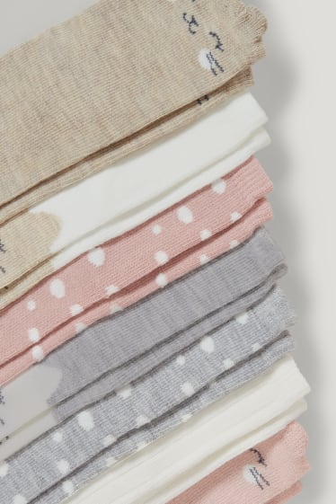Bébé filles - Lot de 7 paires - chatons - chaussettes bébé à motif - rose