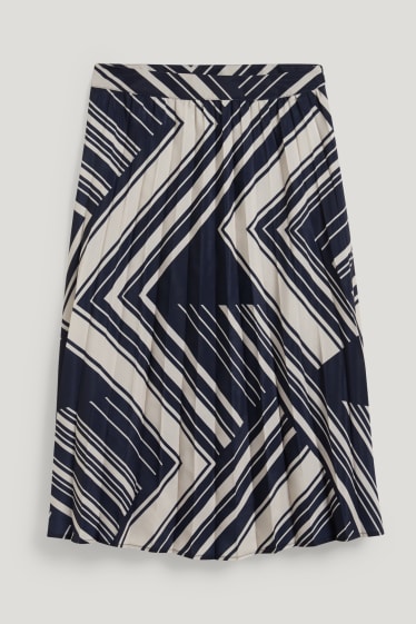 Mujer - Falda plisada - estampada - azul / beis