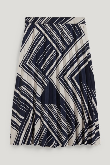 Mujer - Falda plisada - estampada - azul / beis