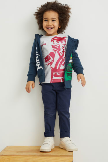 Garçons - Lego Ninjago - ensemble - sweat zippé, haut à manches longues et T-shirt - bleu foncé