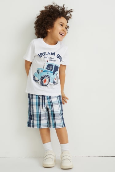 Toddler Boys - Set - tricou cu mânecă scurtă, pantaloni scurți și șapcă - 3 piese - alb
