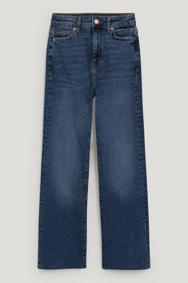 Dames - Korte flared jeans - high waist - LYCRA® - jeansblauw