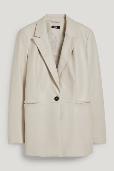 Femmes - Blazer - regular fit - similicuir - blanc crème