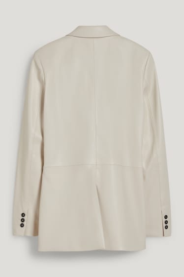 Femmes - Blazer - regular fit - similicuir - blanc crème