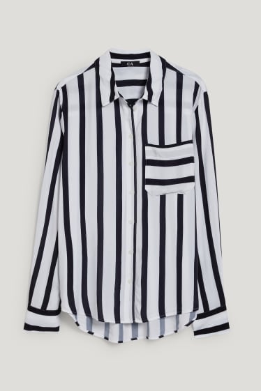 Damen - Bluse - mit Livaeco™-Fasern - gestreift - schwarz / weiß