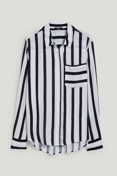 Women - Blouse - striped - black / white