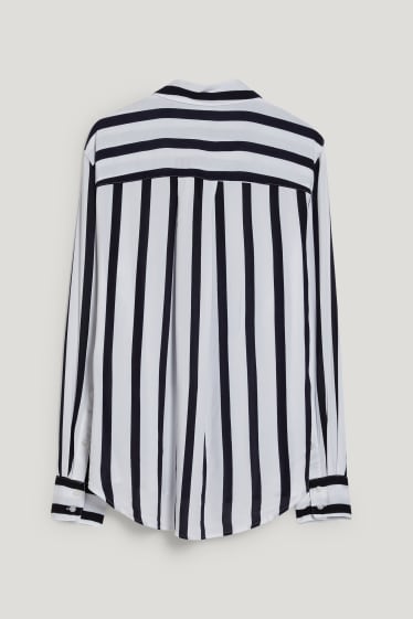 Women - Blouse - striped - black / white