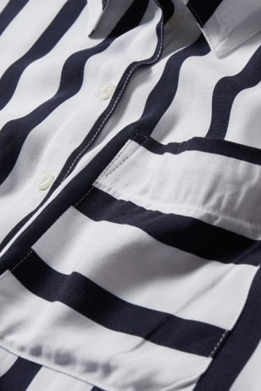 Women - Blouse - striped - black / white