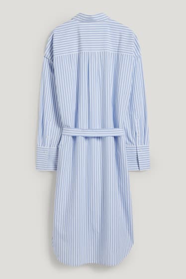 Women - Shirt dress - striped - white / light blue