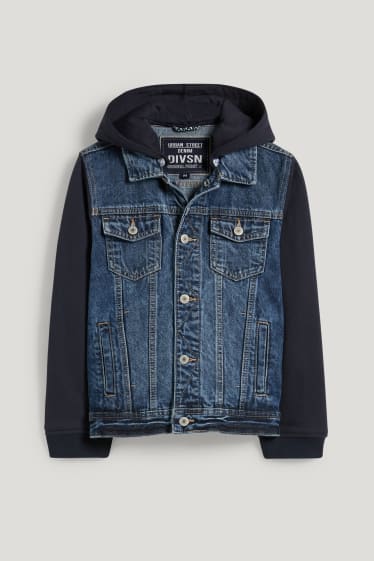 Băieți - Jachetă din denim cu glugă - denim-albastru