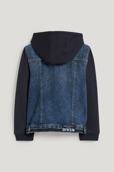 Băieți - Jachetă din denim cu glugă - denim-albastru