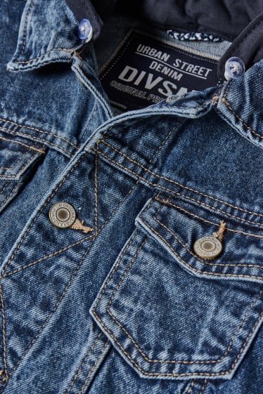 Băieți - Jachetă din denim cu glugă - denim-albastru