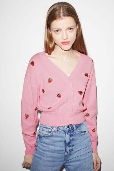 Clockhouse Girls - CLOCKHOUSE - cropped cardigan - patterned - pink