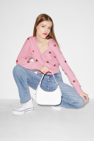 Clockhouse Girls - CLOCKHOUSE - cropped cardigan - patterned - pink