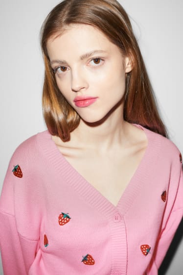 Clockhouse Girls - CLOCKHOUSE - cropped cardigan - patterned - pink