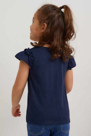 Toddler Girls - Maglia a maniche corte - effetto brillante - blu scuro