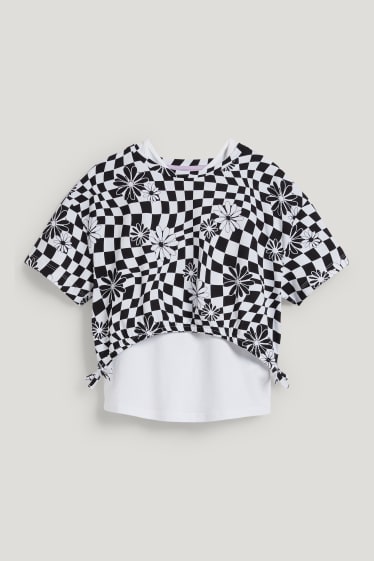 Kids Girls - Set - tricou cu mânecă scurtă și top - 2 piese - negru