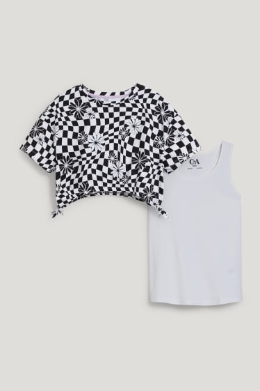 Kids Girls - Set - tricou cu mânecă scurtă și top - 2 piese - negru