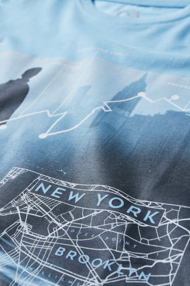 Reverskraag - T-shirt - lichtblauw