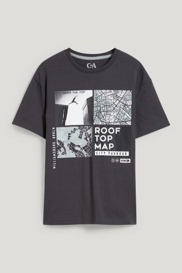 Reverskraag - T-shirt - donkergrijs