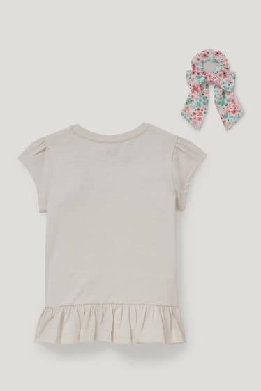 Toddler Girls - Set - T-shirt en scrunchie - 2-delig - crème wit