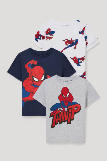 Garçons - Lot de 3 - Spider-Man - T-shirts - bleu foncé