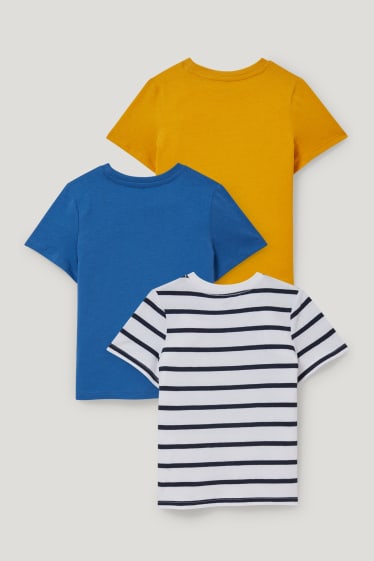Niños - Pack de 3 - excavadoras - camisetas de manga corta - azul oscuro