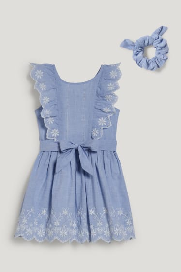 Niñas - Set - vestido y coletero - 2 piezas - azul claro