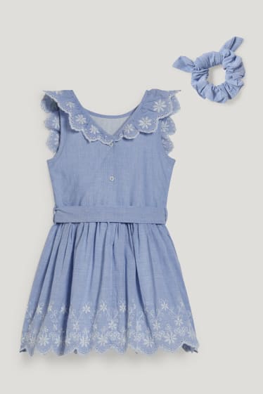 Niñas - Set - vestido y coletero - 2 piezas - azul claro