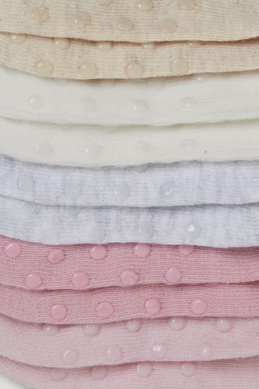 Bébé filles - Lot de 5 paires - chaussettes antidérapantes pour bébé - blanc
