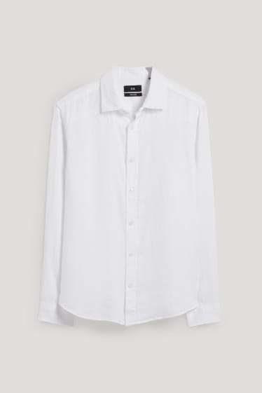 Hommes - Chemise en lin - regular fit - col cutaway - blanc