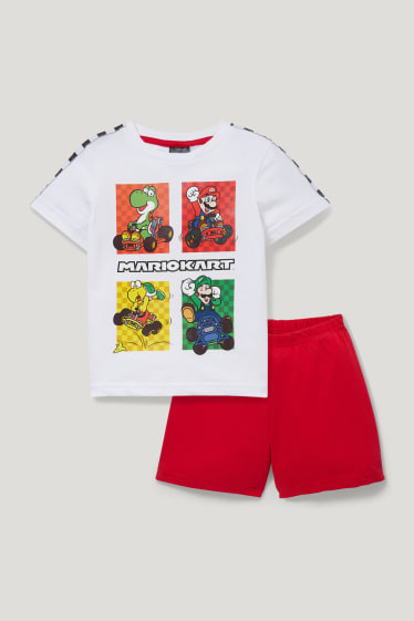 Batolata chlapci - Mario Kart - letní pyžamo - 2dílné - bílá