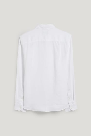 Hommes - Chemise en lin - regular fit - col cutaway - blanc