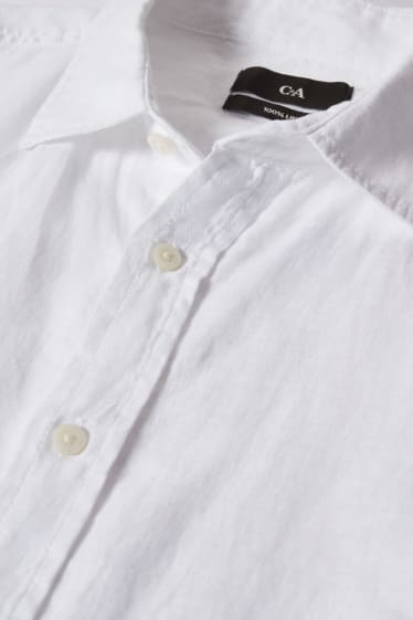 Hommes - Chemise en lin - regular fit - col cutaway - blanc