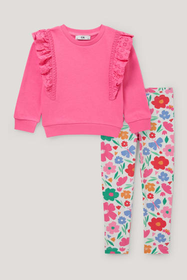 Filles - Ensemble - sweat et legging - deux pièces - rose
