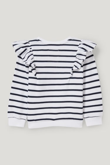 Toddler Girls - Bluză de molton - aspect lucios - cu dungi - alb / albastru