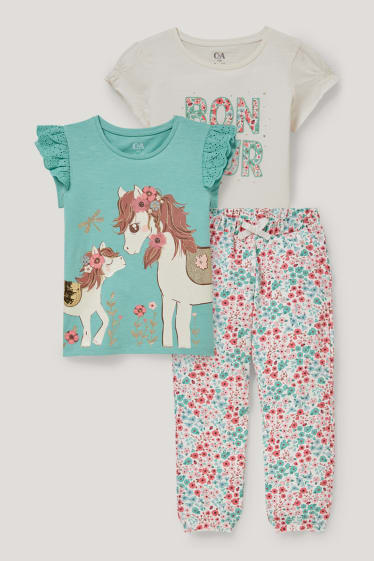 Exclusief online - Set - 2 T-shirts en broek - 3-delig - groen