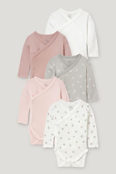 Baby Girls - Confezione da 5 - body incrociati per neonati - rosa