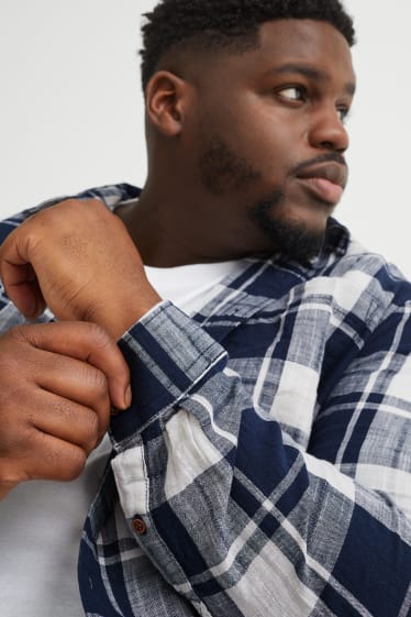 Men XL - Shirt - regular fit - kent collar - check - dark blue