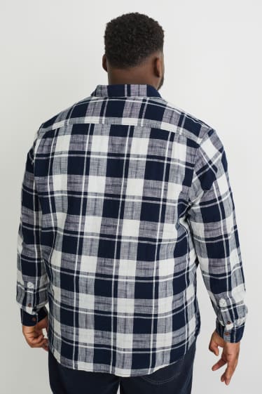 Men XL - Shirt - regular fit - kent collar - check - dark blue
