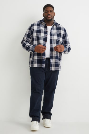 Men XL - Shirt - regular fit - kent collar - check - dark blue