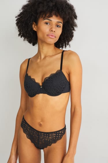 Femmes - Soutien-gorge à armature - DEMI - ampliforme - LYCRA® - noir