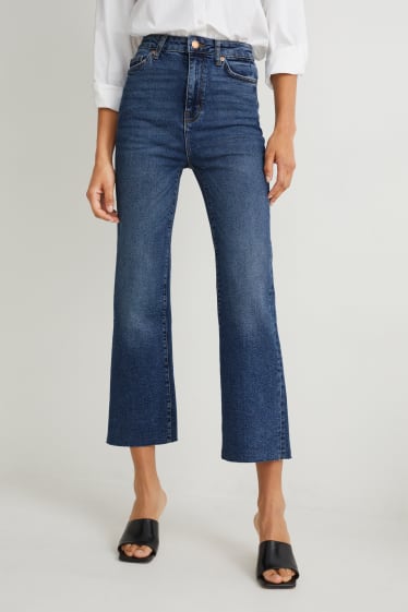 Dames - Korte flared jeans - high waist - LYCRA® - jeansblauw