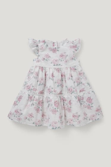 Miminka holky - Šaty pro miminka - s květinovým vzorem - bílá