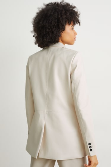 Femmes - Blazer - regular fit - similicuir - blanc crème