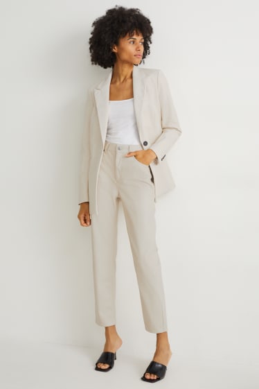 Femmes - Blazer - regular fit - similicuir - blanc crème